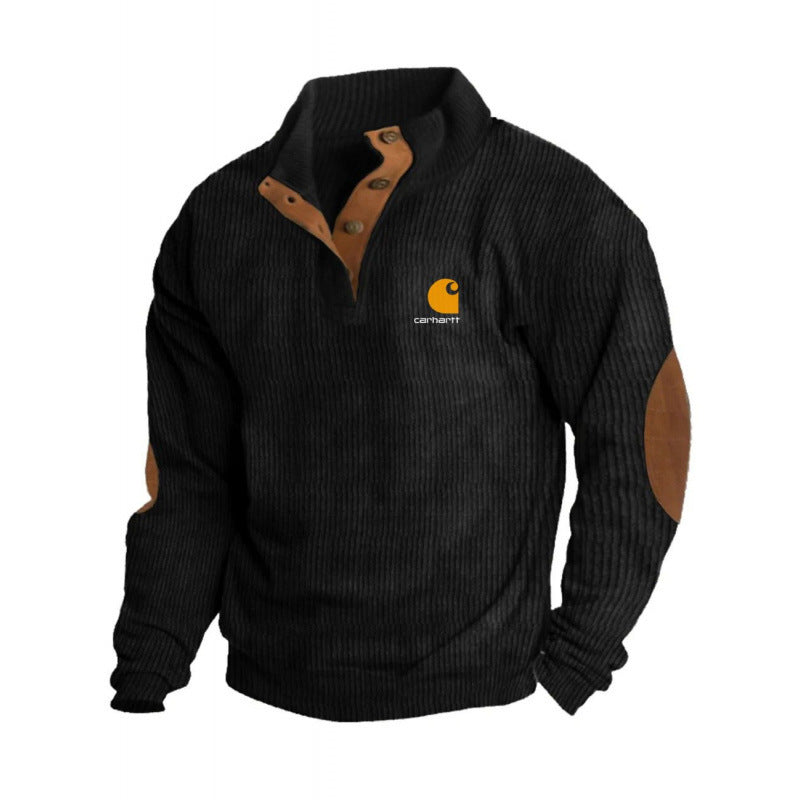 Men’s Casual Corduroy Long Sleeve Henley Pullover