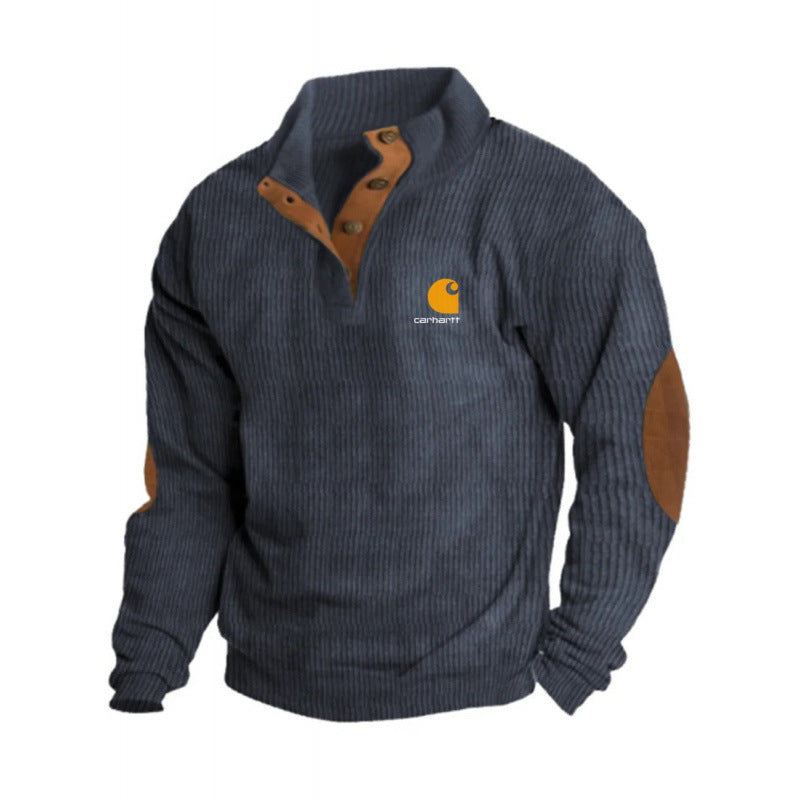 Men’s Casual Corduroy Long Sleeve Henley Pullover