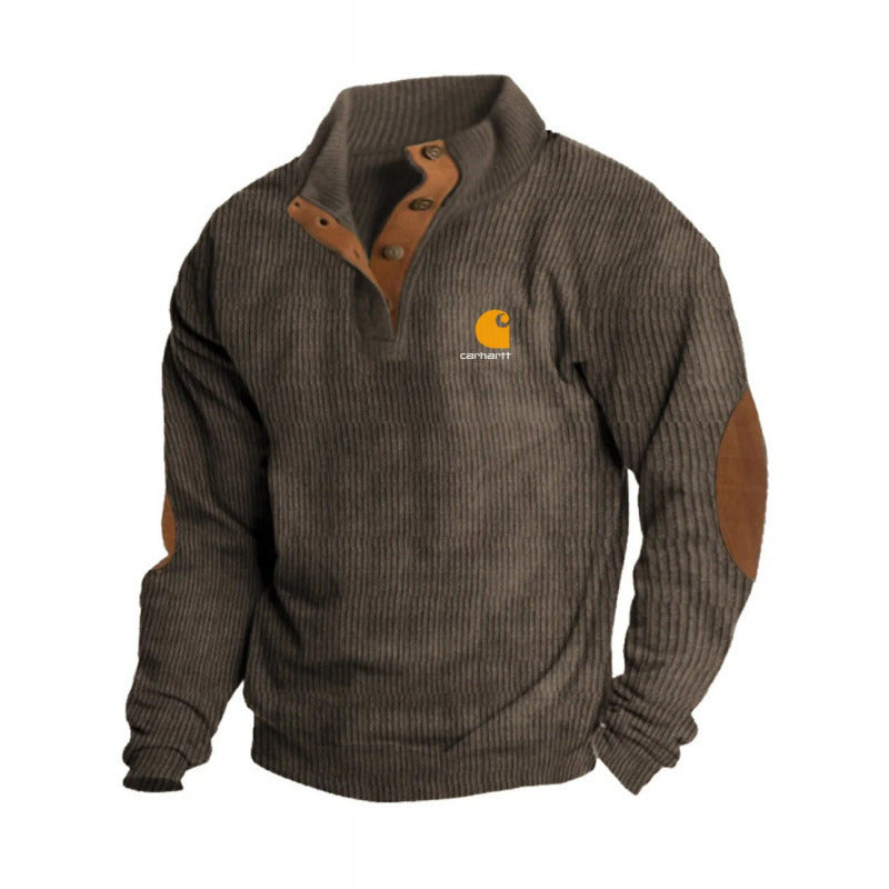 Men’s Casual Corduroy Long Sleeve Henley Pullover