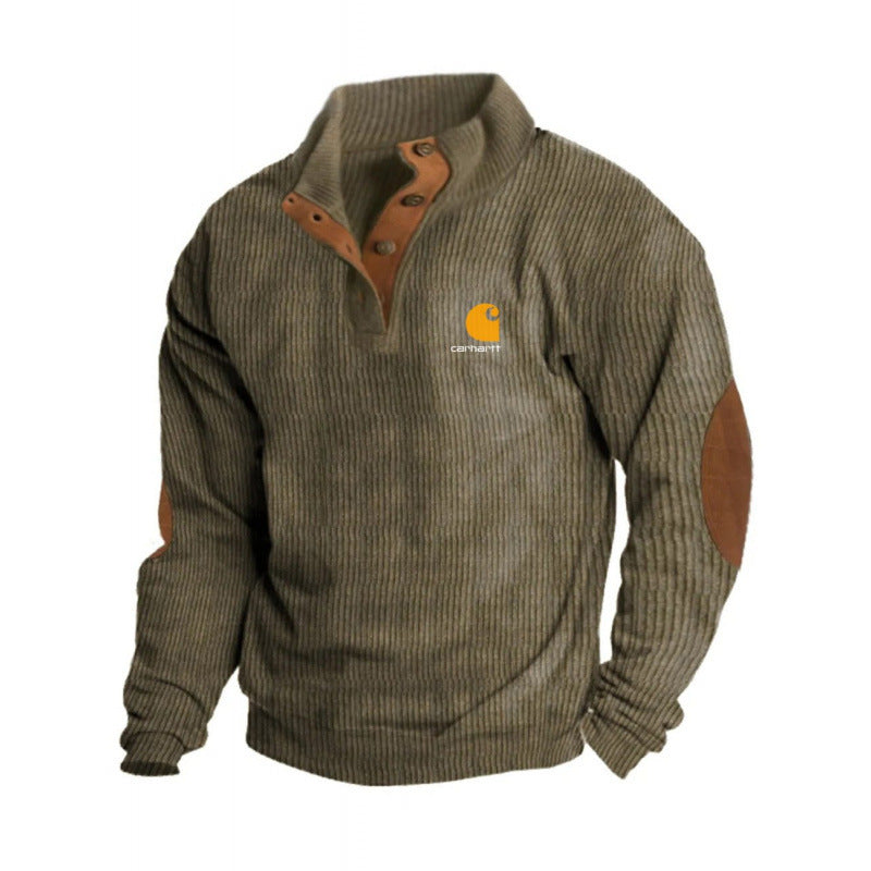 Men’s Casual Corduroy Long Sleeve Henley Pullover