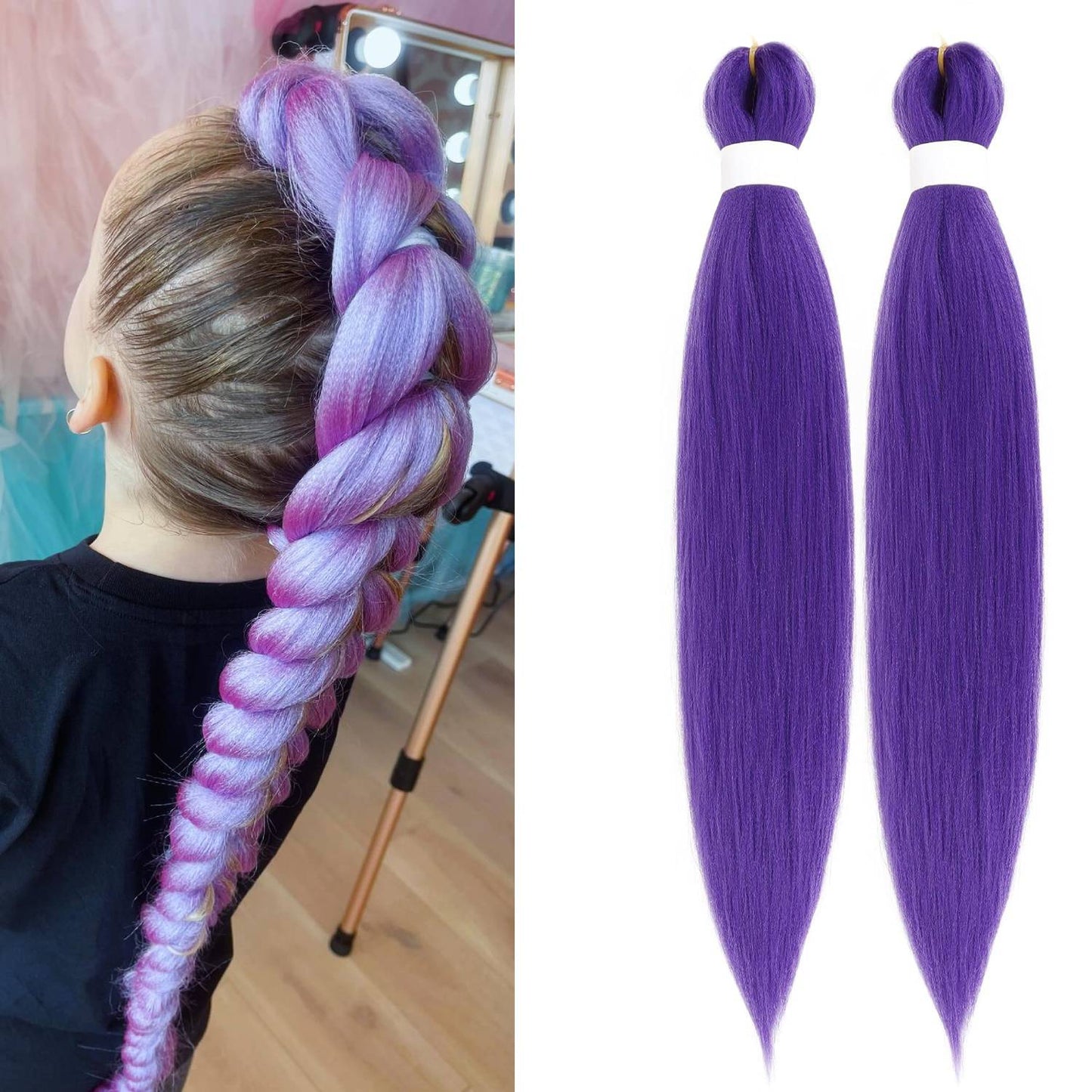 Purple Braiding Hair Extensions – Synthetic Pre-Stretched Jumbo Hair for Halloween & Cosplay