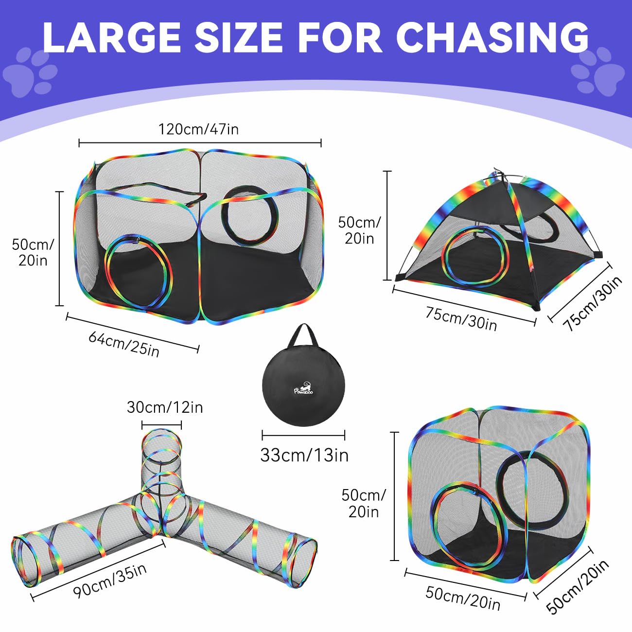 Outdoor Cat Enclosures, Patio Portable Mesh Cat Tent, Tunnel, Playhouse with Free Carry Bag