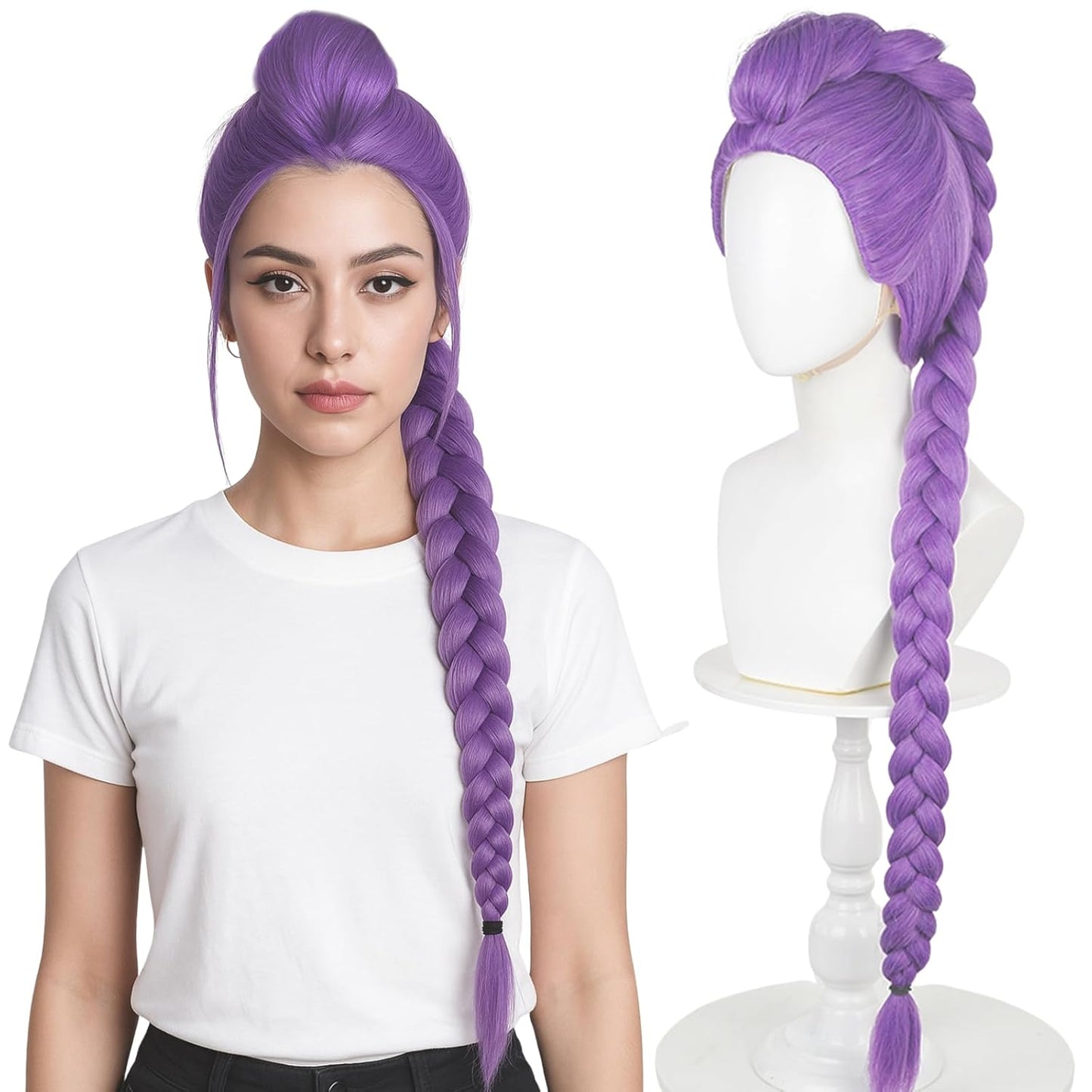 Purple Braiding Hair Extensions – Synthetic Pre-Stretched Jumbo Hair for Halloween & Cosplay