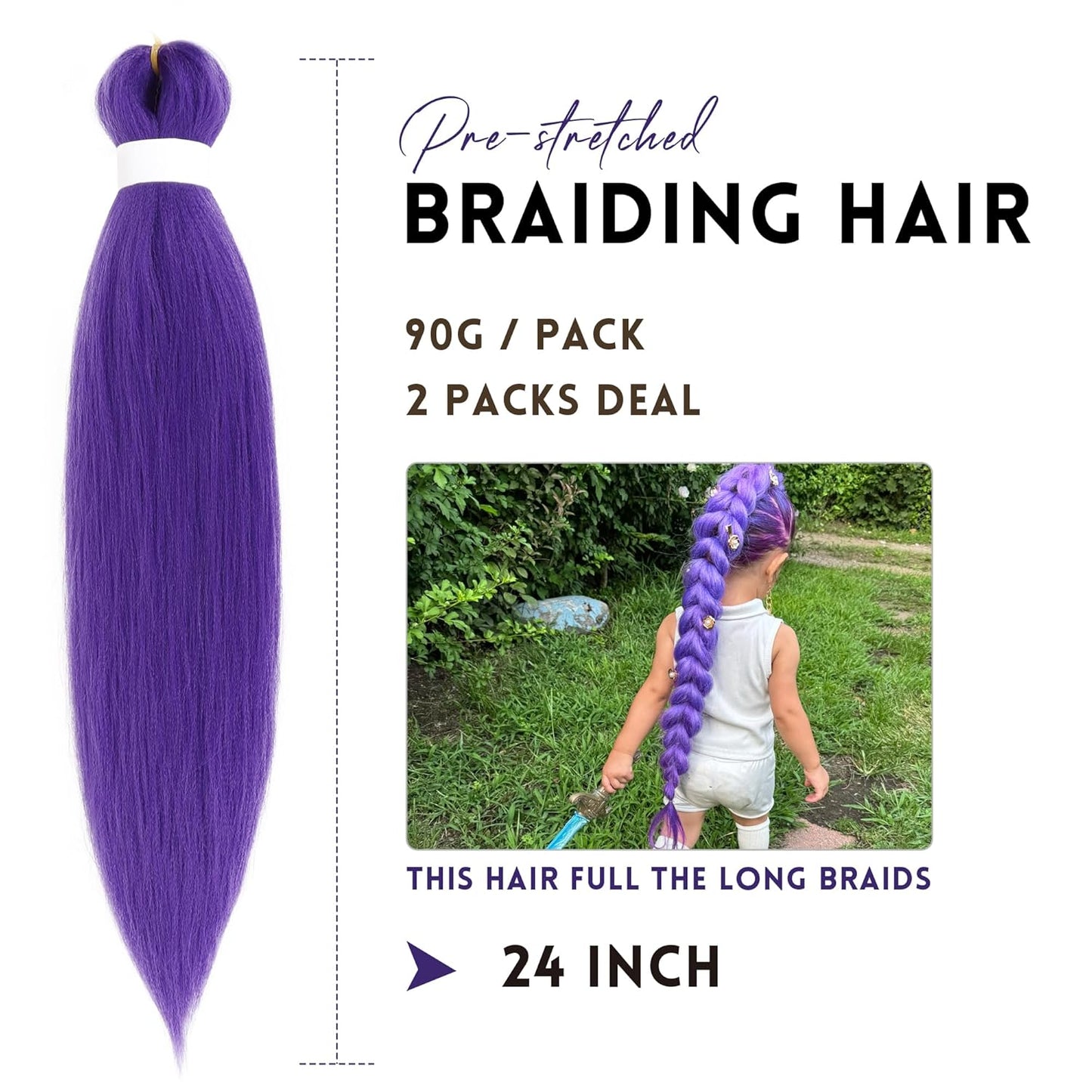 Purple Braiding Hair Extensions – Synthetic Pre-Stretched Jumbo Hair for Halloween & Cosplay