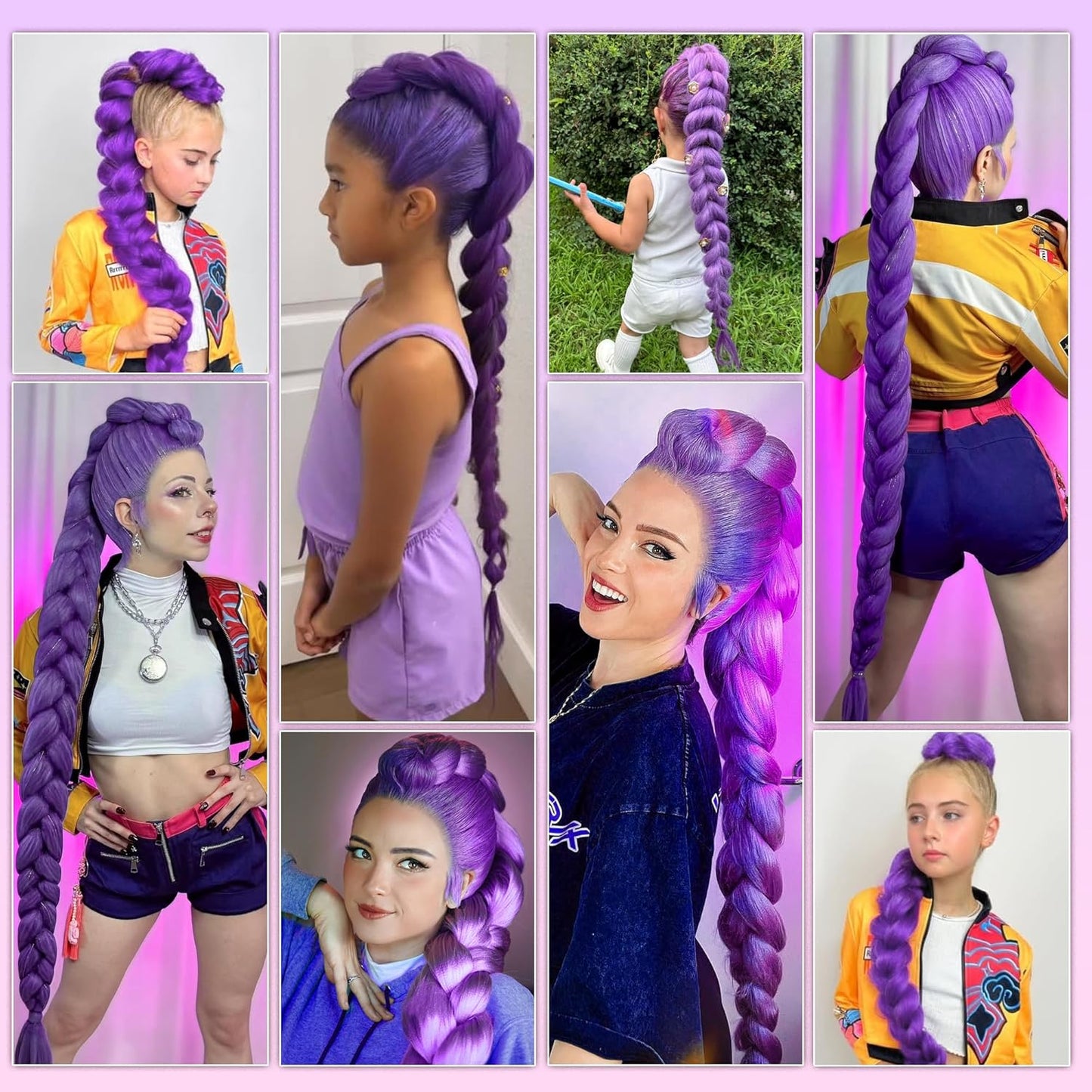 Purple Braiding Hair Extensions – Synthetic Pre-Stretched Jumbo Hair for Halloween & Cosplay