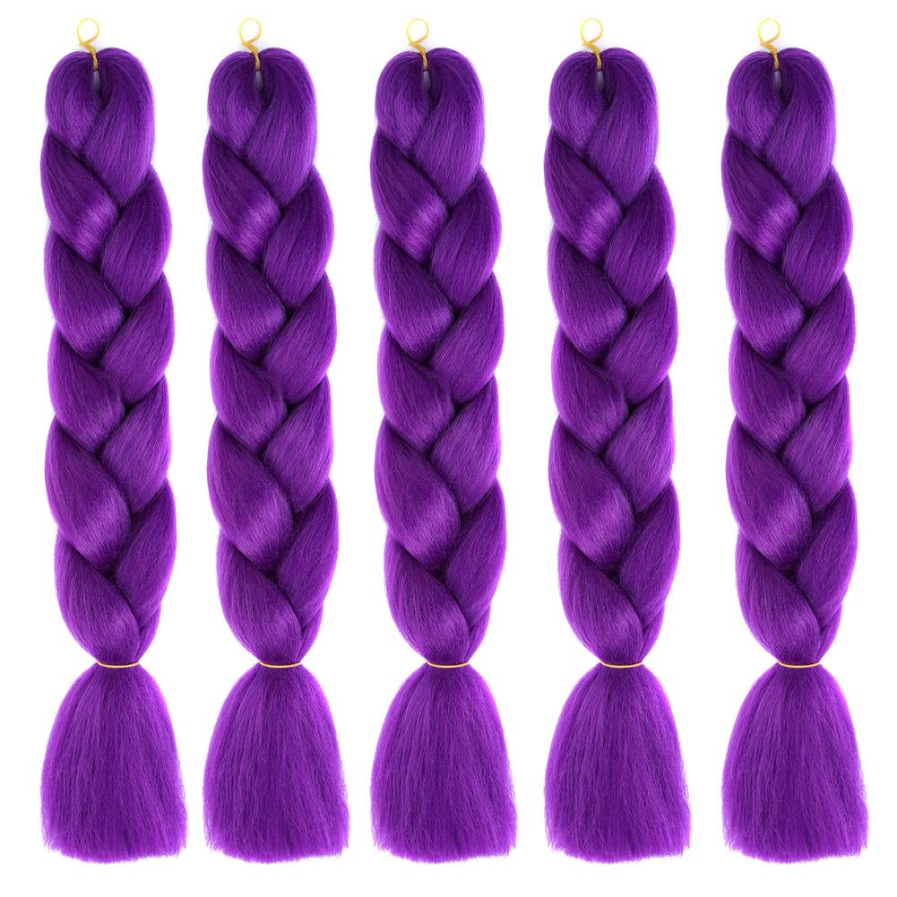 Purple Braiding Hair Extensions – Synthetic Pre-Stretched Jumbo Hair for Halloween & Cosplay