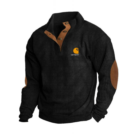 Men’s Casual Corduroy Long Sleeve Henley Pullover