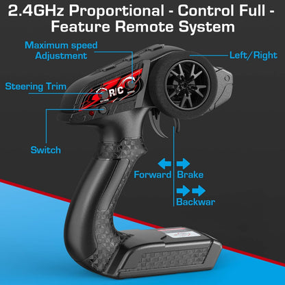 Remote Control Car, 1:18 All Terrain Fast Rc Cars 40+ KPH, 4X4 Off Road Electric Vehicle with 2.4 GHz Rc Monster Truck for Adults Kids Gifts, Waterproof Running in Wet Conditions