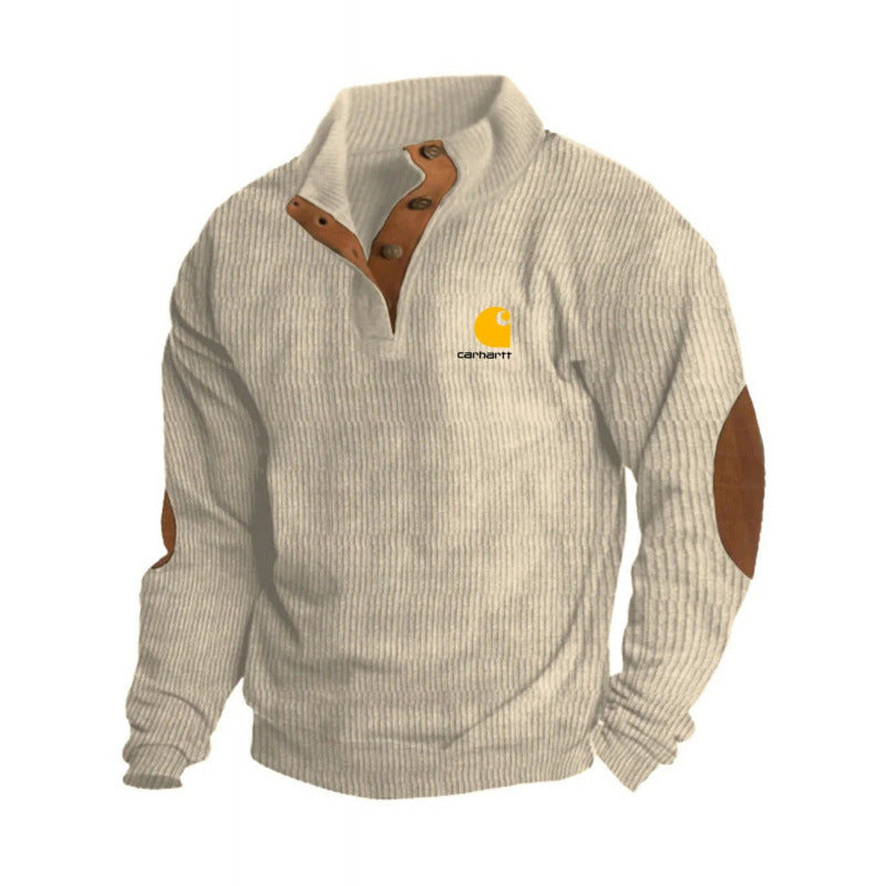 Men’s Casual Corduroy Long Sleeve Henley Pullover