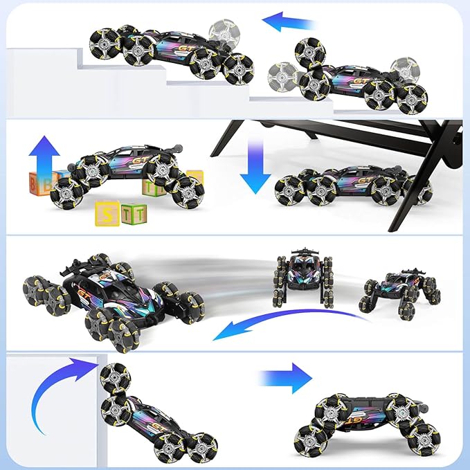 8WD Gesture Sensing RC Stunt Car, Hand Controlled Remote Control Car Toys for Ages 8-13 Boys, 2.4Ghz Transform Drift Climbing Off Road RC Cars, Kids Cool Birthday Gifts Ideas for 6 7 8 9 Year Old Boy