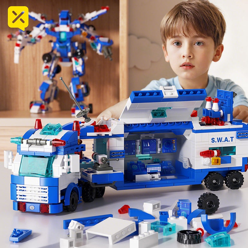 700pcs City Patrol Police Department Car Building Blocks Vehicle Truck Action Figure Bricks Toy Children's' Construction Tool Kit Toys, Best Learning and Role-Playing Gift for Thanksgiving Halloween Christmas Boys Girls