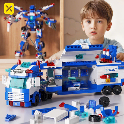 700pcs City Patrol Police Department Car Building Blocks Vehicle Truck Action Figure Bricks Toy Children's' Construction Tool Kit Toys, Best Learning and Role-Playing Gift for Thanksgiving Halloween Christmas Boys Girls