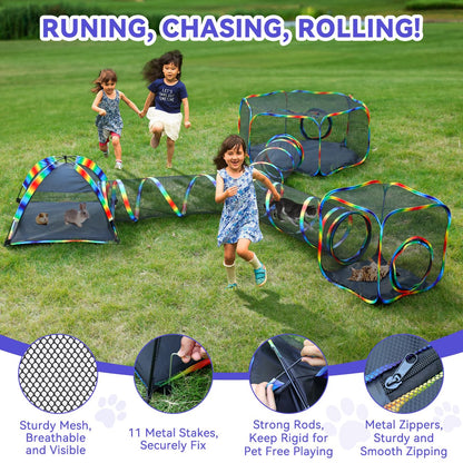 Outdoor Cat Enclosures, Patio Portable Mesh Cat Tent, Tunnel, Playhouse with Free Carry Bag