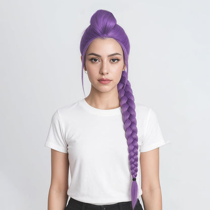 Purple Braiding Hair Extensions – Synthetic Pre-Stretched Jumbo Hair for Halloween & Cosplay