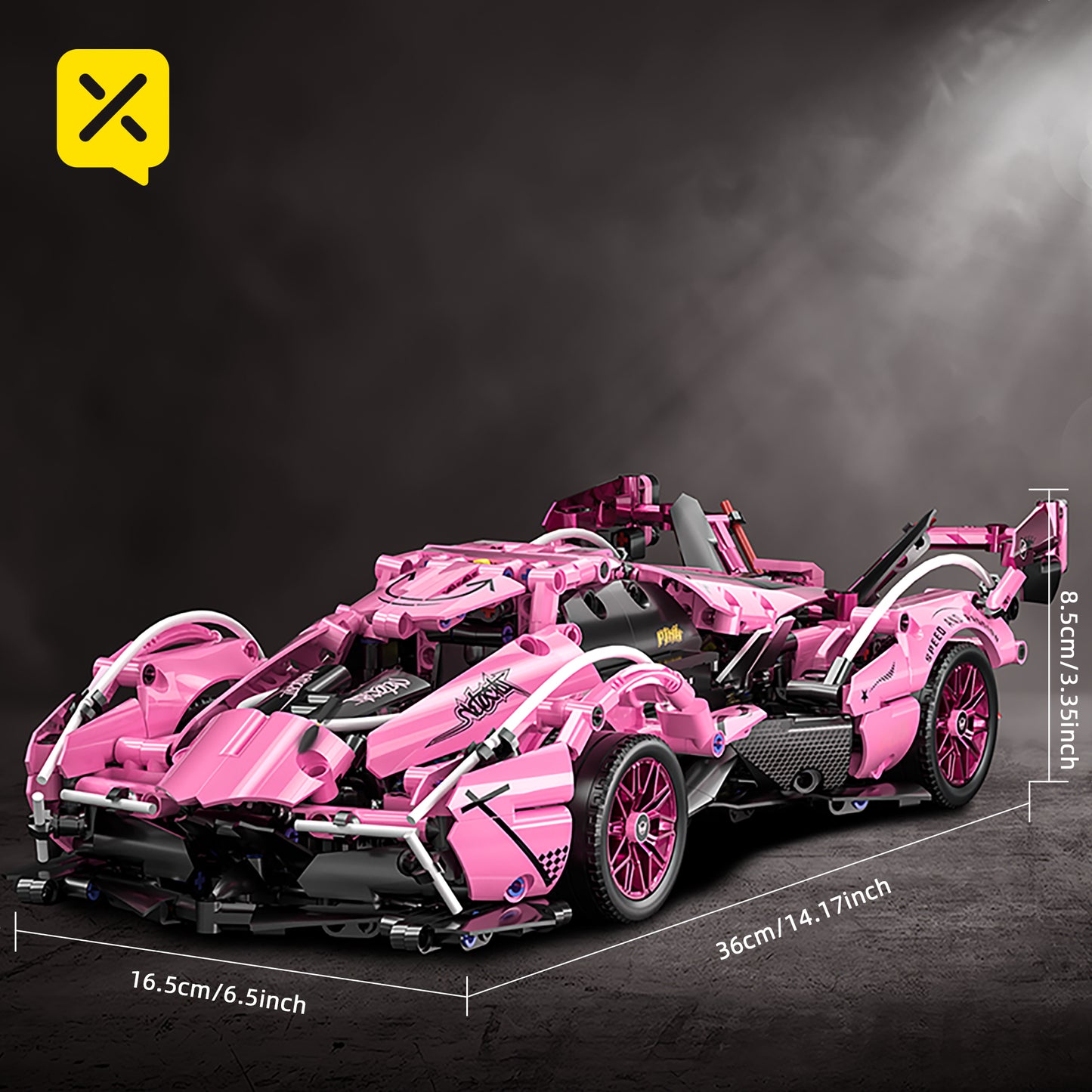 981 building block cars, 1:14 super sports car shape, cool pink appearance, full of scientific and technological design, suitable as a birthday gift for fashion lovers