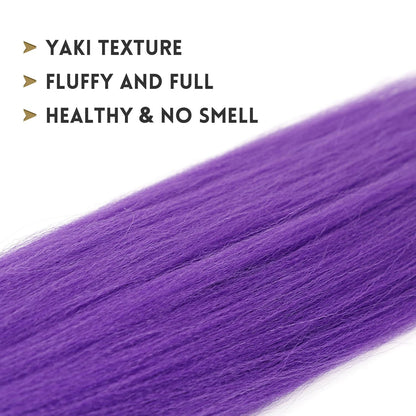 Purple Braiding Hair Extensions – Synthetic Pre-Stretched Jumbo Hair for Halloween & Cosplay