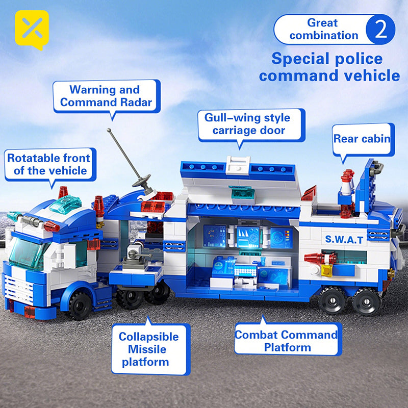 700pcs City Patrol Police Department Car Building Blocks Vehicle Truck Action Figure Bricks Toy Children's' Construction Tool Kit Toys, Best Learning and Role-Playing Gift for Thanksgiving Halloween Christmas Boys Girls