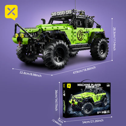 2372pcs! 1:8 large scale heavy cross-country building block car, exquisite and fun. The solid body is equipped with domineering large tires, and the details are rich and super cool. Hands-on assembly, enjoy the joy of creation, suitable for building block
