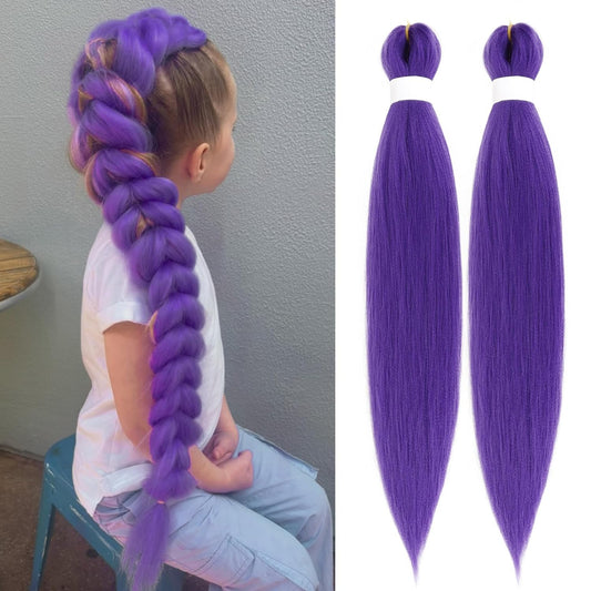 Purple Braiding Hair Extensions – Synthetic Pre-Stretched Jumbo Hair for Halloween & Cosplay