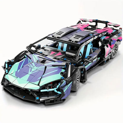 1:14 Cyberpunk sports car building blocks! 1314+ PCS precision component assembly, mechanical structure details are fully utilized, and the futuristic shape embodies the cool cyberpunk aesthetic.