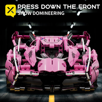 981 building block cars, 1:14 super sports car shape, cool pink appearance, full of scientific and technological design, suitable as a birthday gift for fashion lovers